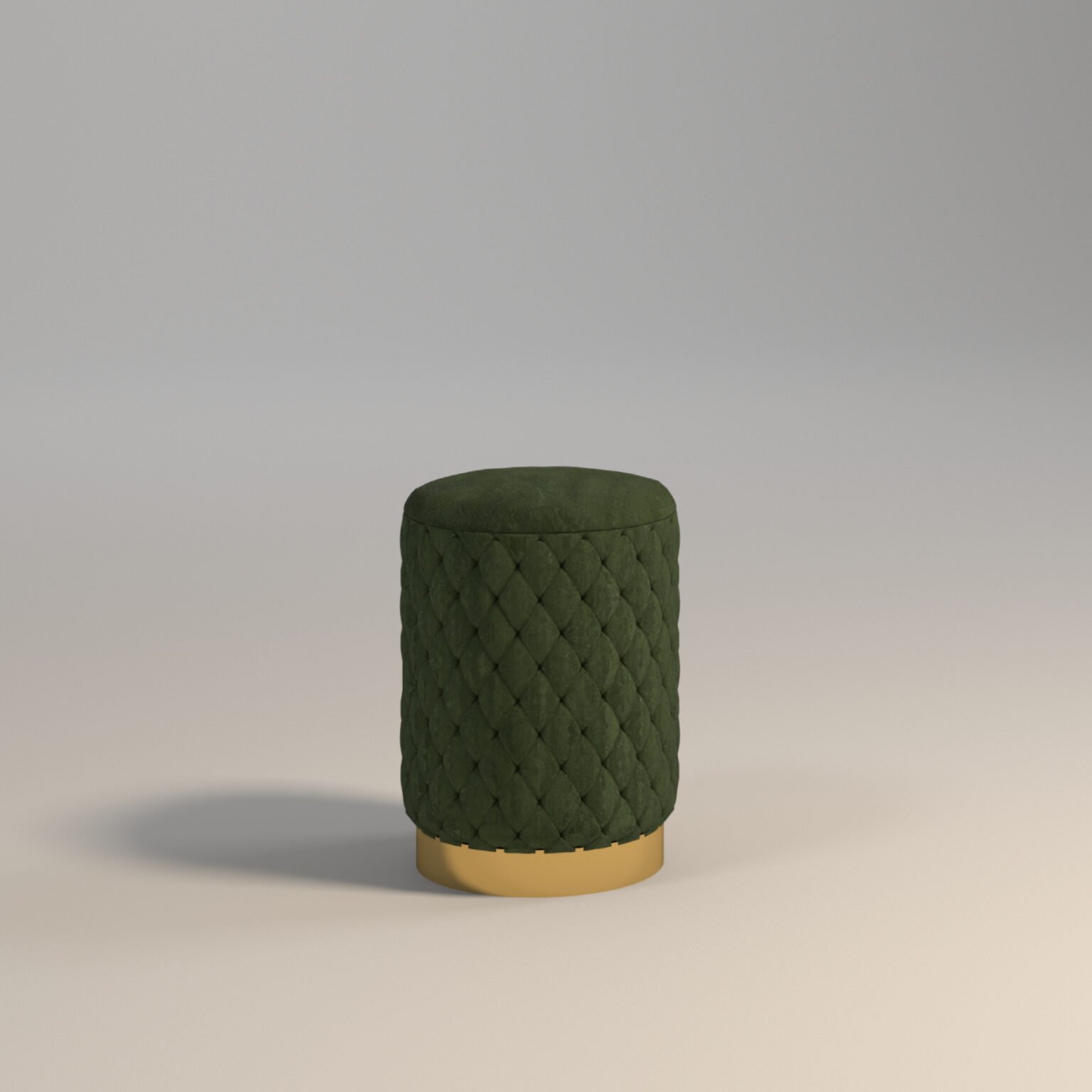 Luxe Green Velvet Quilted Pouffe