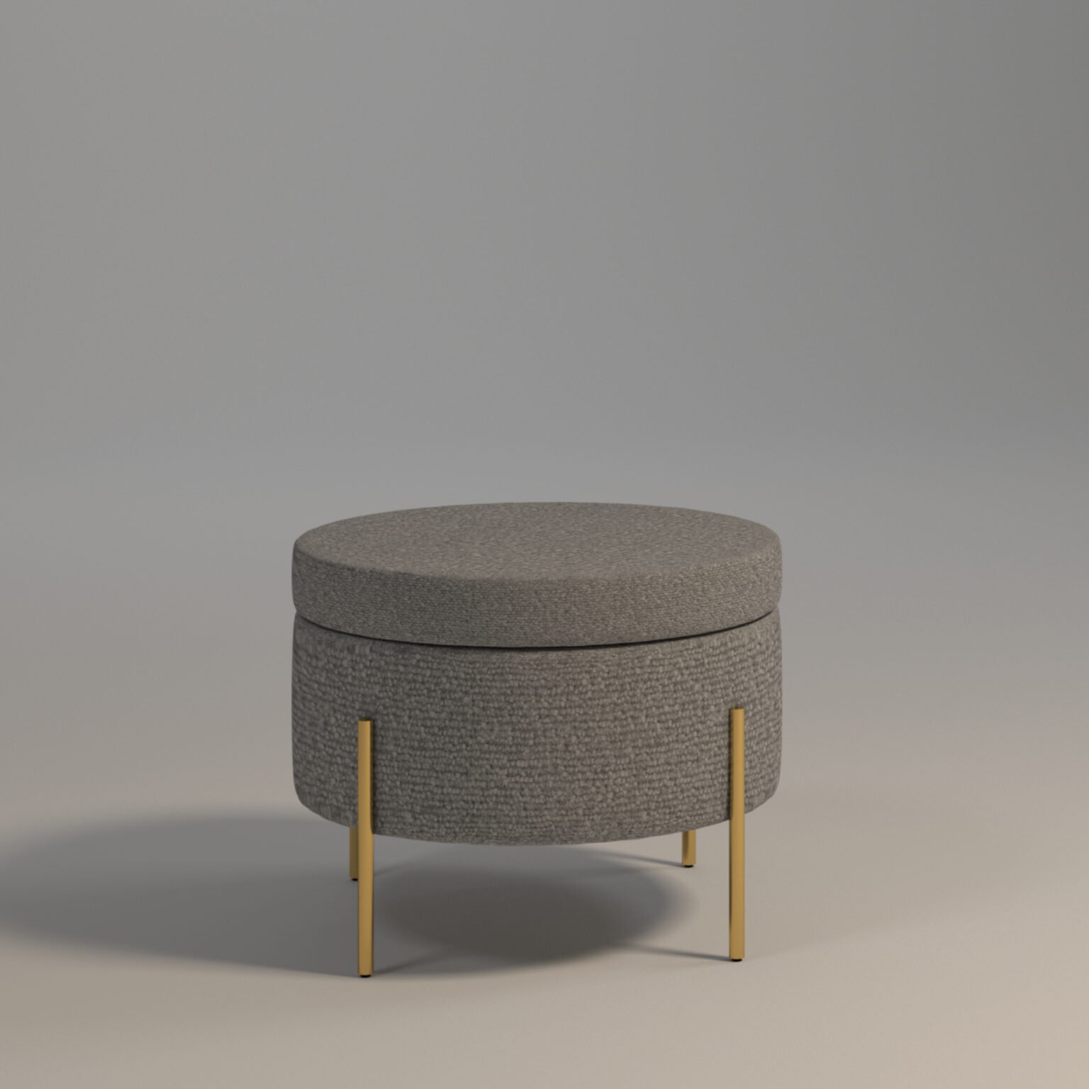 Modern Minimalist Pouffe in Charcoal Grey & Gold