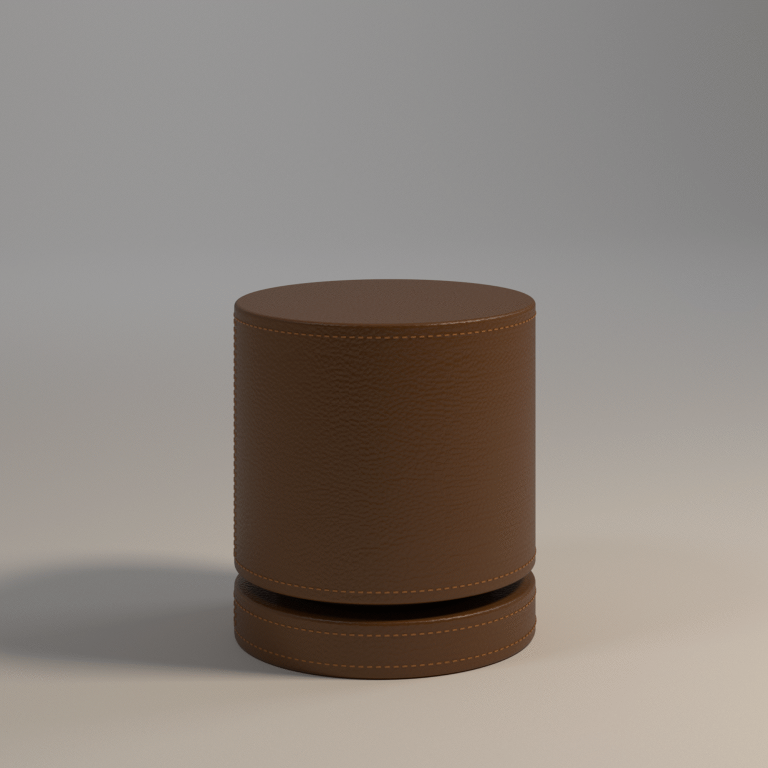 Saddle Stitch Leatherette Pouffe