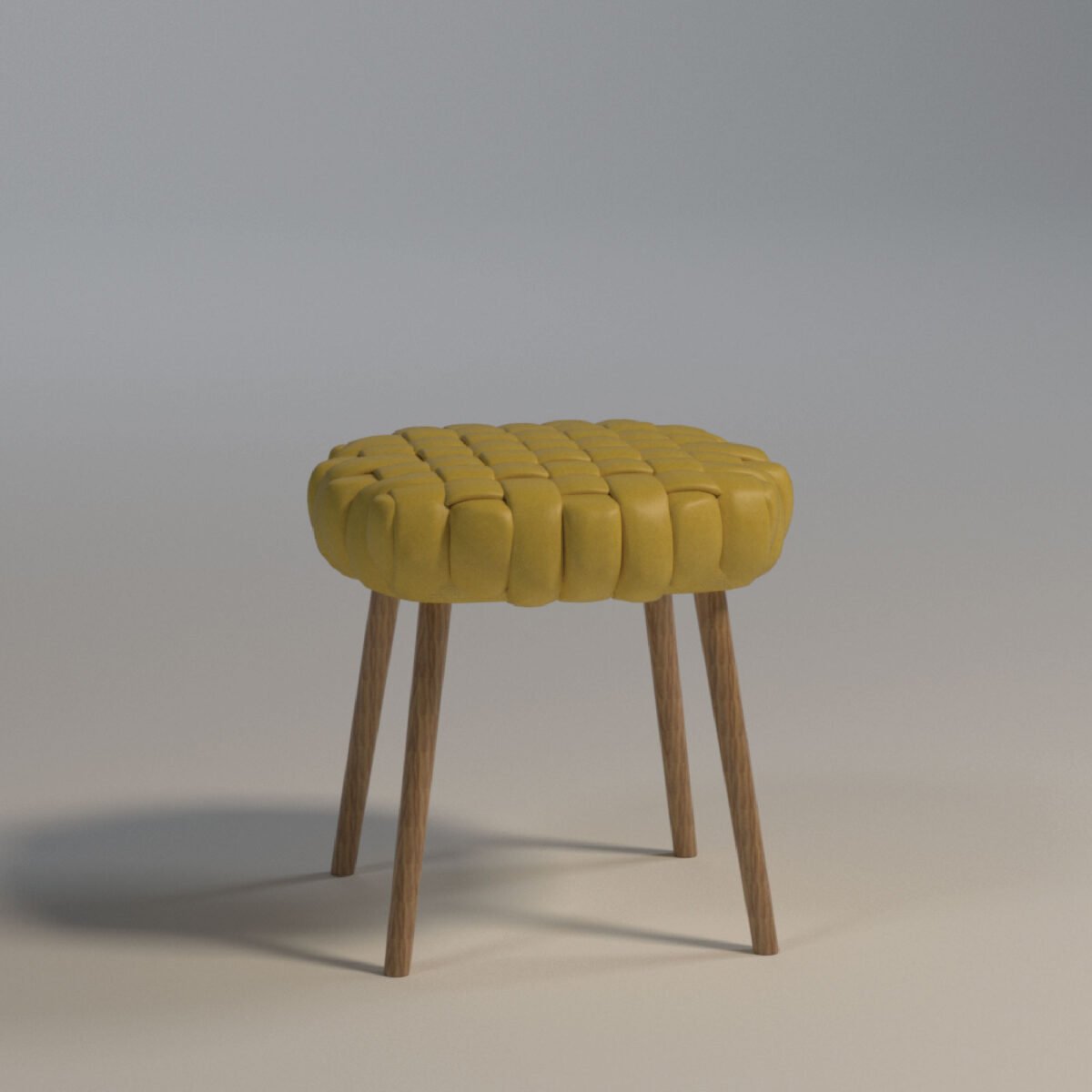 Sunshine Yellow Woven Pouffe