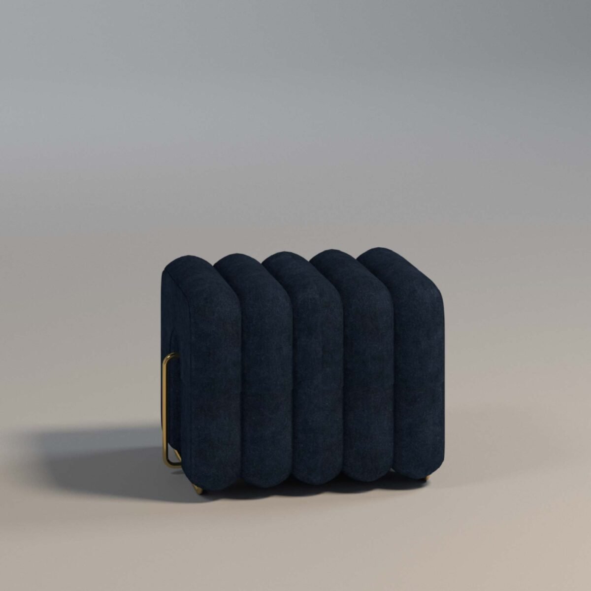 Nautical Channel Tufted Pouffe in Navy Blue