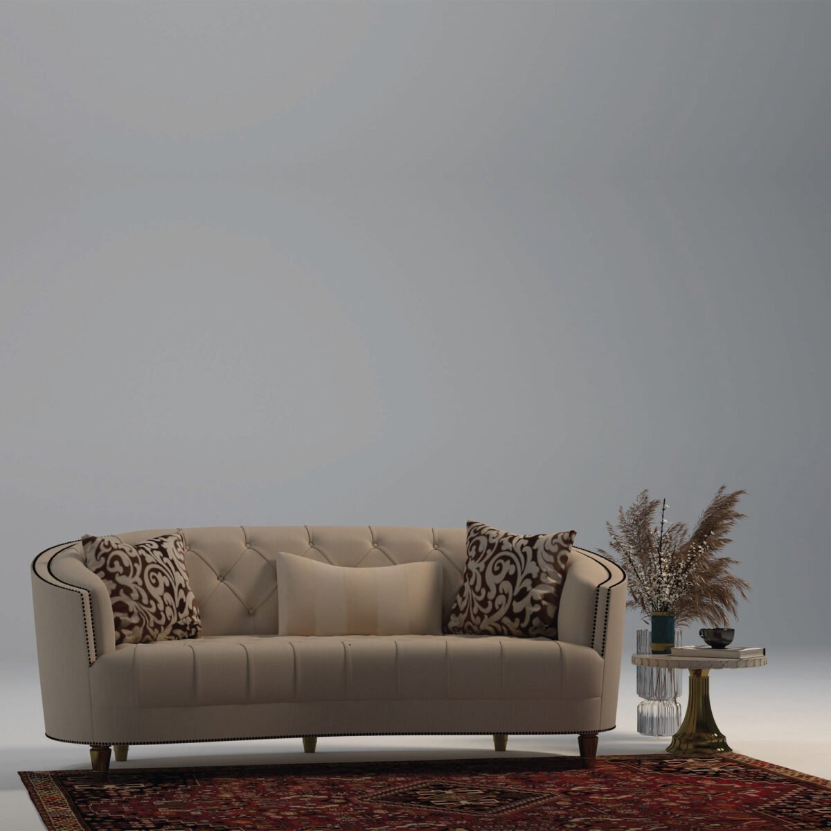 Velvet-tufted 3-Seater sofa