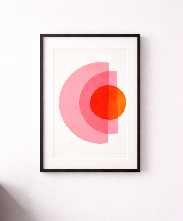 Abstract geometric art on white wall