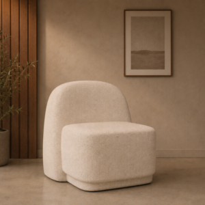 Elara Luxury Textured Boucle-Tweed Curved Upholstered Accent Chair