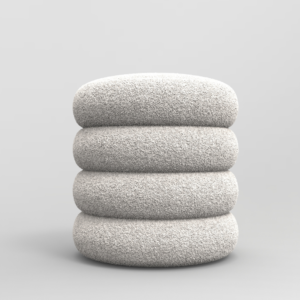 Pebble Luxury Fur Boucle Sculptural Layered Upholstered Accent Stool