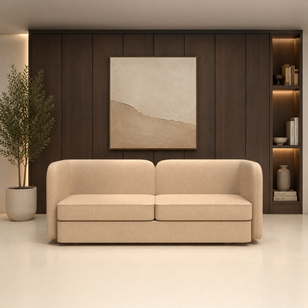 Alessia Premium Wool-Blend Microsuede Curved 3-Seater Sofa