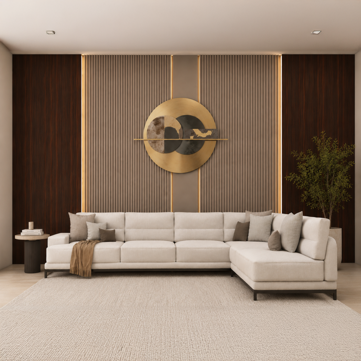 Velmora Premium Wool-Blend Microsuede L-Shaped Sectional Sofa with Powder-Coated Metal Legs