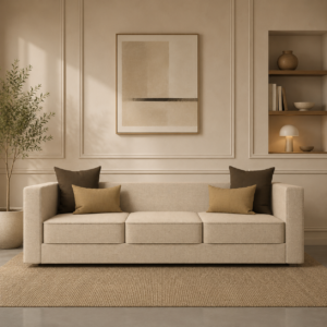 Elara Premium Linen-Blend Woven 3-Seater Sofa with Low-Profile Base