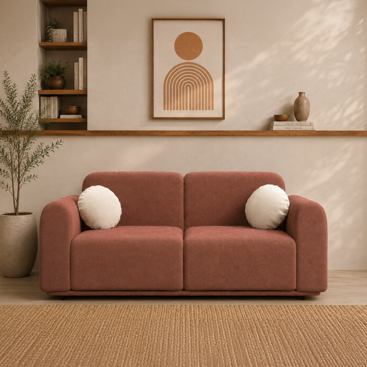 Velmora Premium Textured Chenille 3-Seater Sofa with Matte Metal Legs