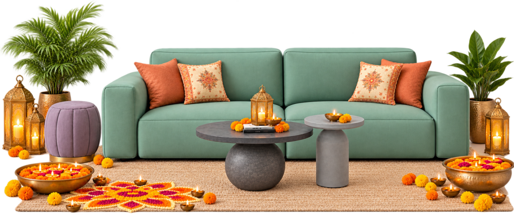 Festive Diwali Living Room Vignette