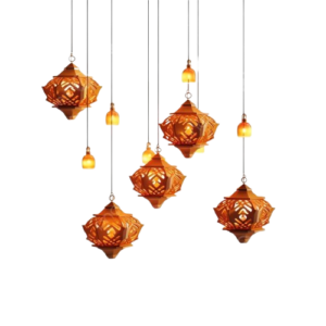 happy diwali festival hanging lanterns and diya lapms with candles festival of lights di removebg preview